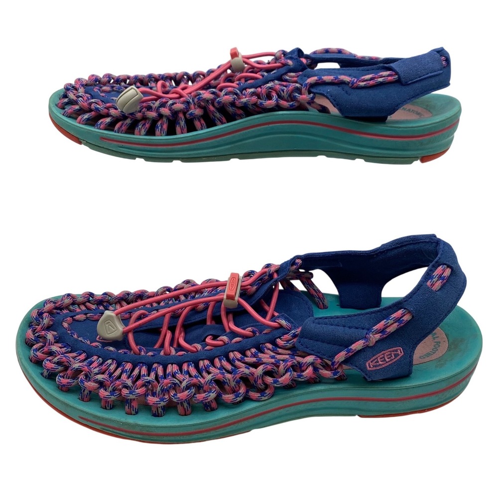 Keen Uneek Corded Sandals Womens 9 Blue Pink Woven Water Hiking Shoes 1014720